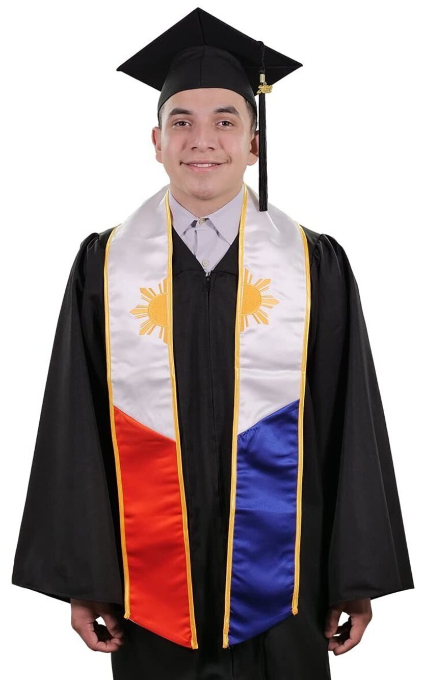 7891 Flag Country Embroidered Graduation Stole, Study Abroad Sash